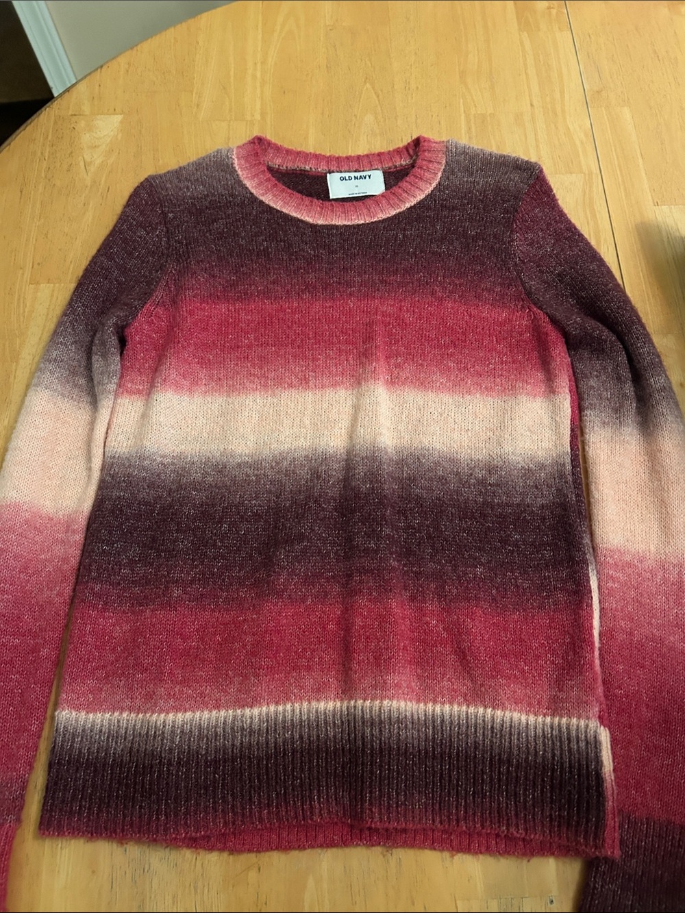 Old Navy Ombre Crewneck Sweater - Pink, Burgundy, Cream